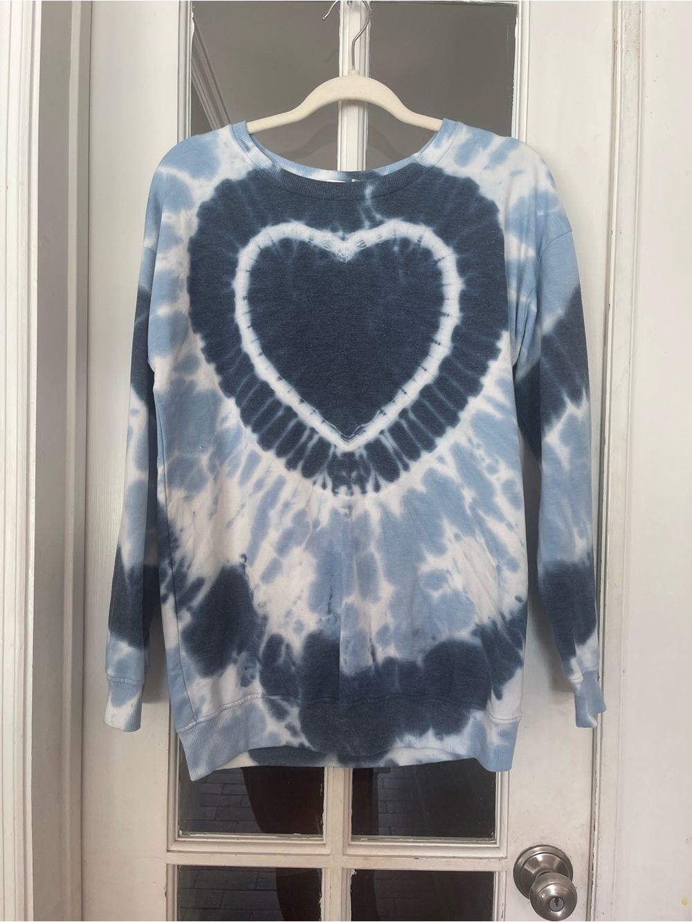 Girls' Blue Tie-Dye Heart Pullover Sweatshirt